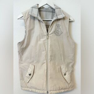 Lauren Ralph Lauren Reversible Vest S Preppy Plaid Fleece Quiet Luxury